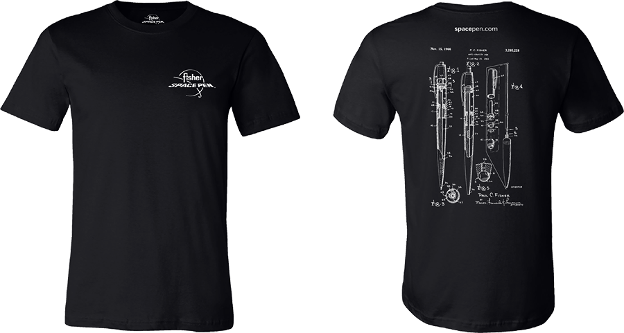 Front and back of black AG7 patent shirt